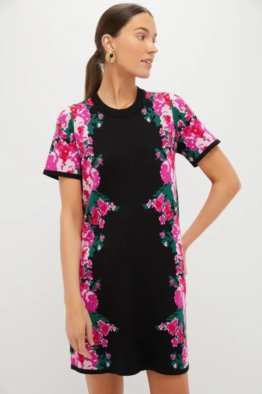 Climbing Roses Knit Jacquard Short Sleeve Marie Dress sold by Tuckernuck