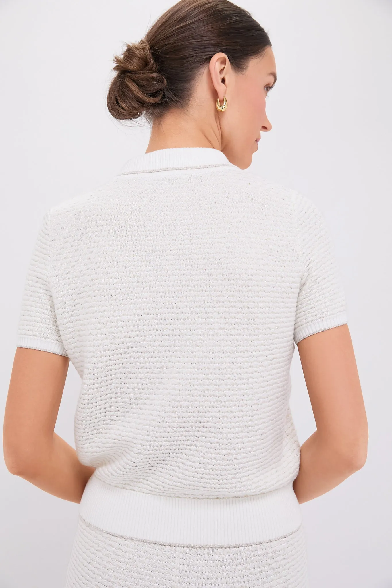 White Metallic Polo Shirt sold by Tuckernuck product image thumbnail 4