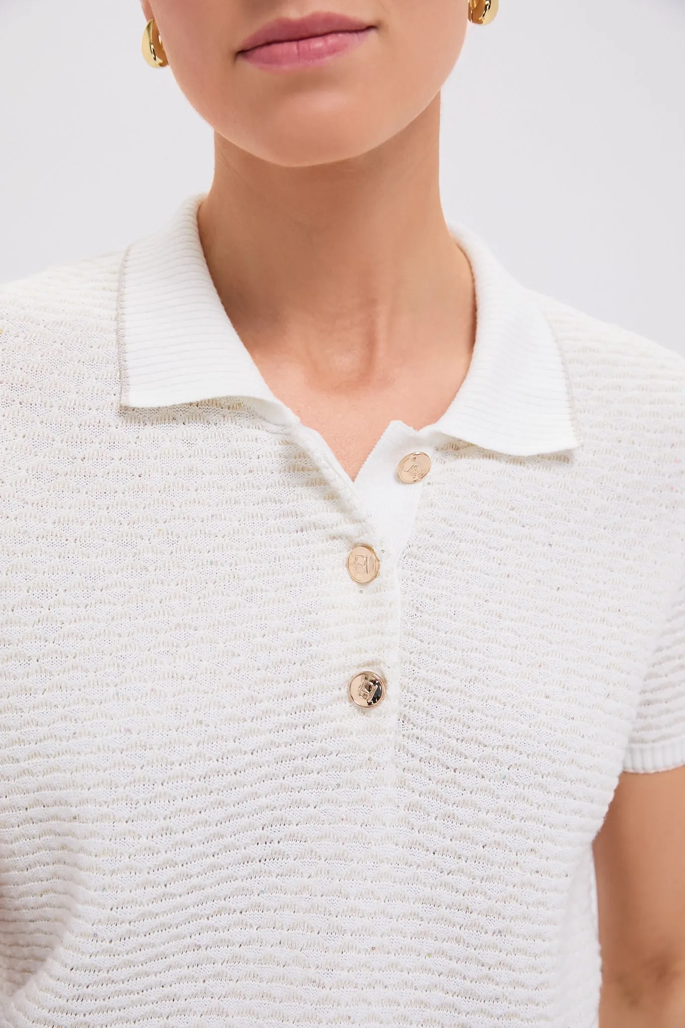 White Metallic Polo Shirt sold by Tuckernuck product image thumbnail 5