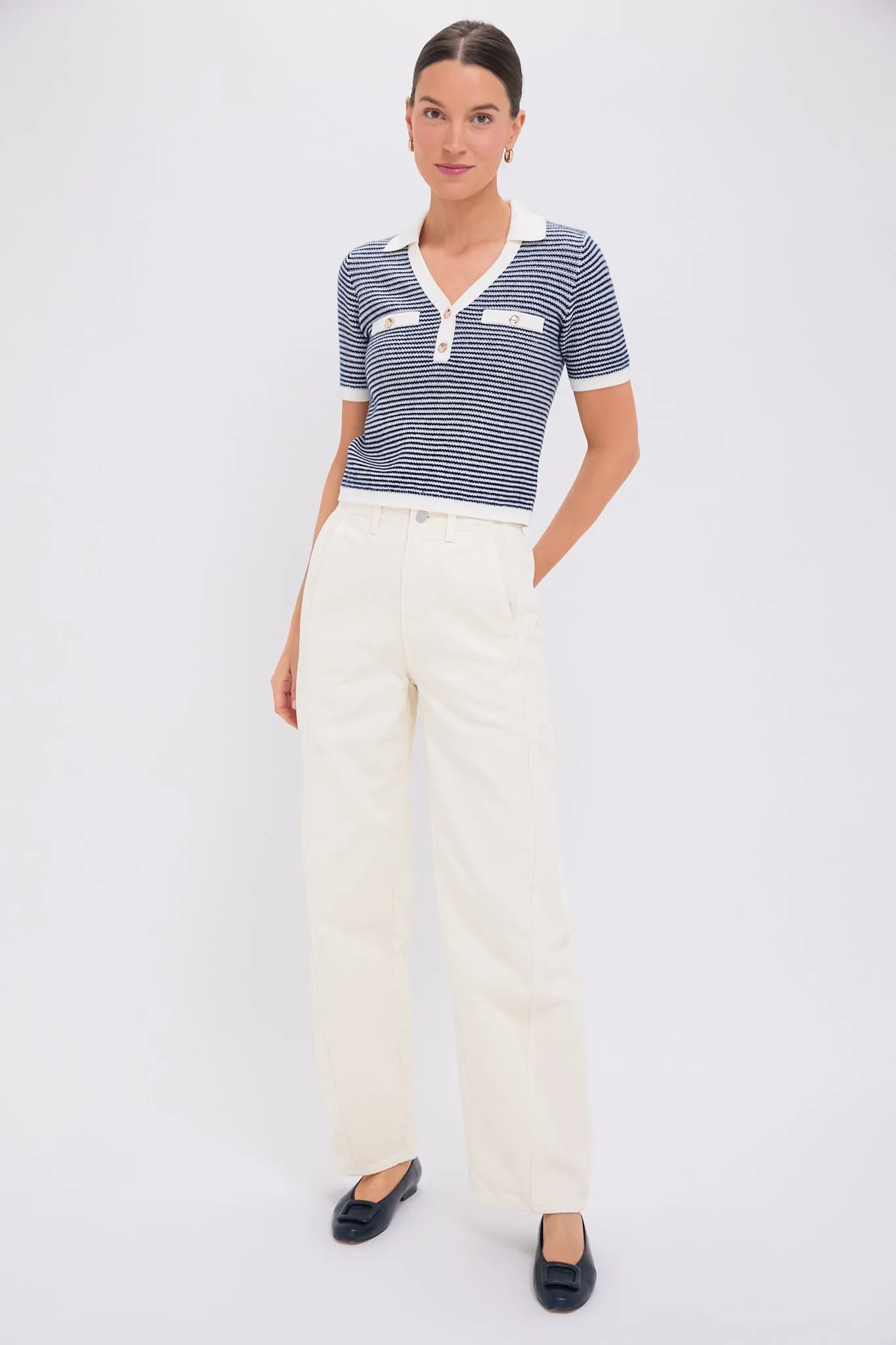 Blue White Stripes Wool Stripe Polo Shirt sold by Tuckernuck product image thumbnail 2