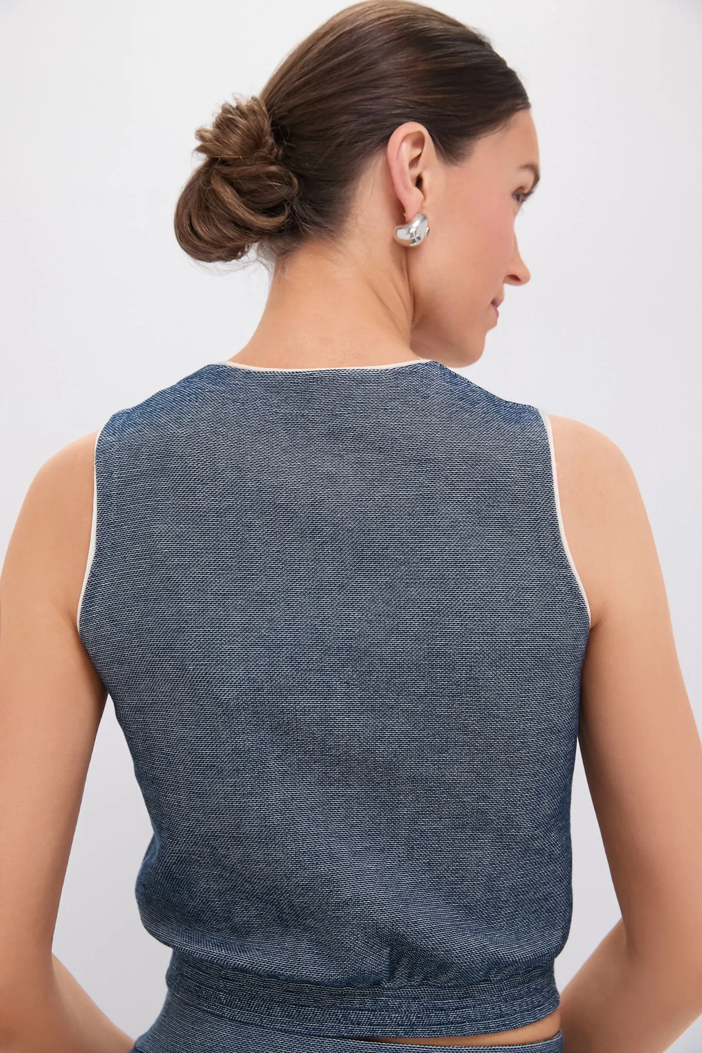 Navy Blue Denim-look V-neck Waistcoat sold by Tuckernuck product image thumbnail 4