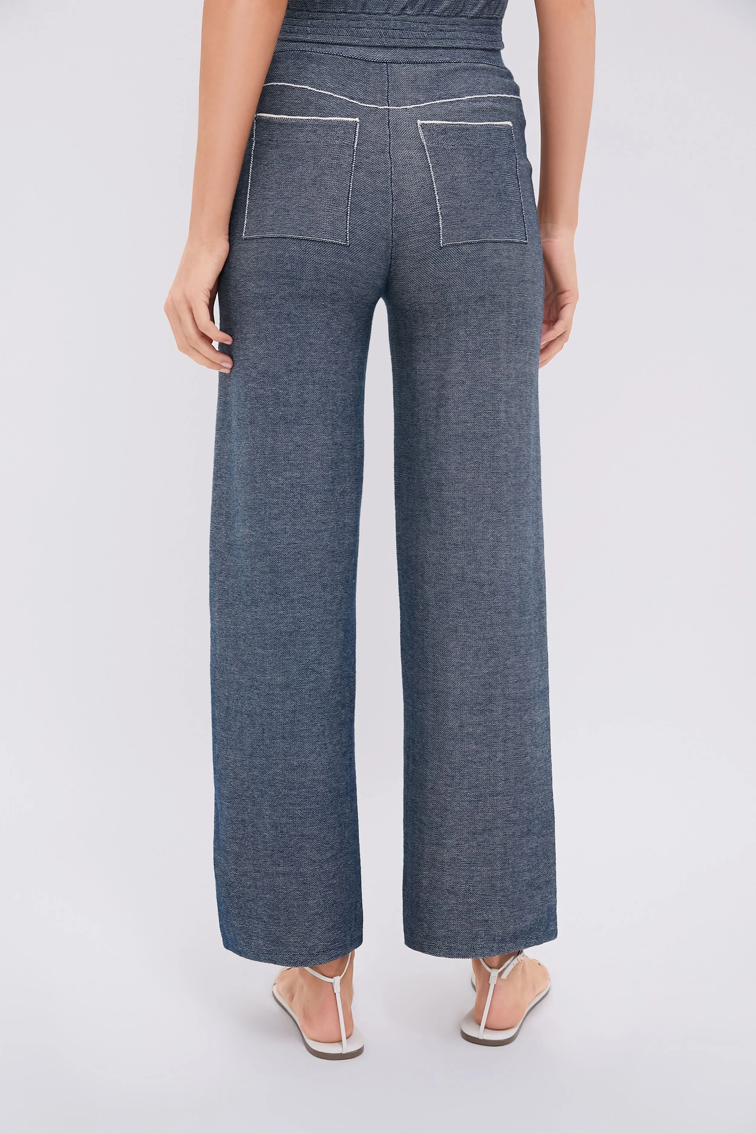 Navy Blue Denim-look Straight-leg Trousers sold by Tuckernuck product image thumbnail 4