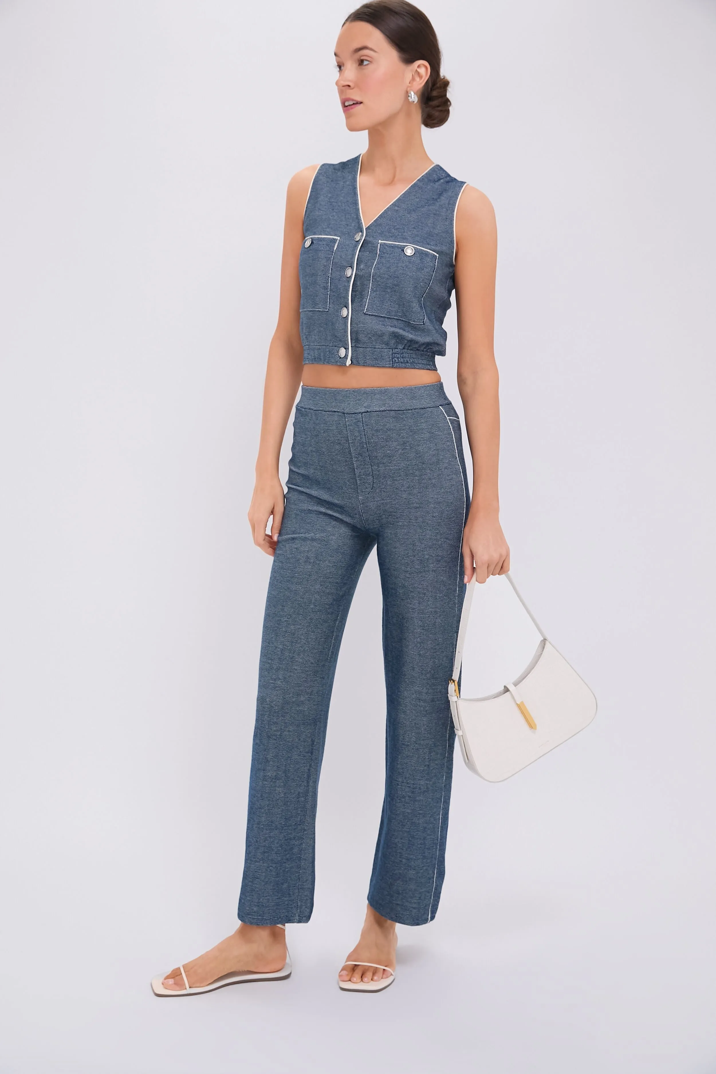 Navy Blue Denim-look Straight-leg Trousers sold by Tuckernuck product image thumbnail 2