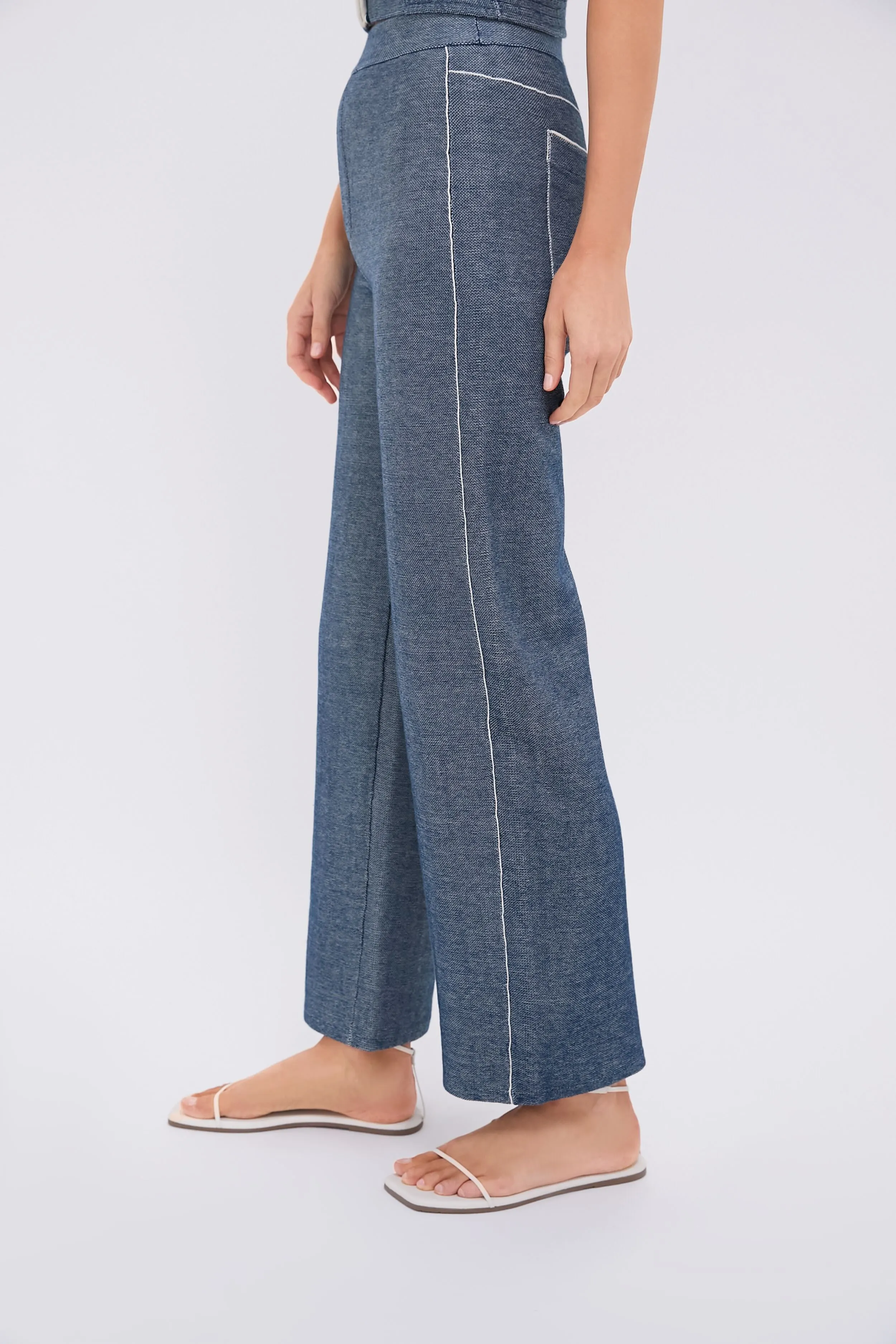 Navy Blue Denim-look Straight-leg Trousers sold by Tuckernuck product image thumbnail 3