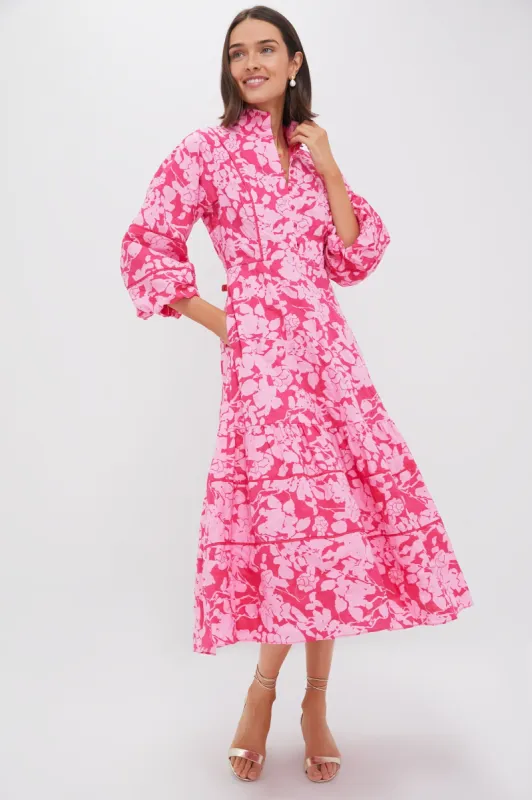 Pink Textured Floral Hillsborough Midi Dress made by Tuckernuck