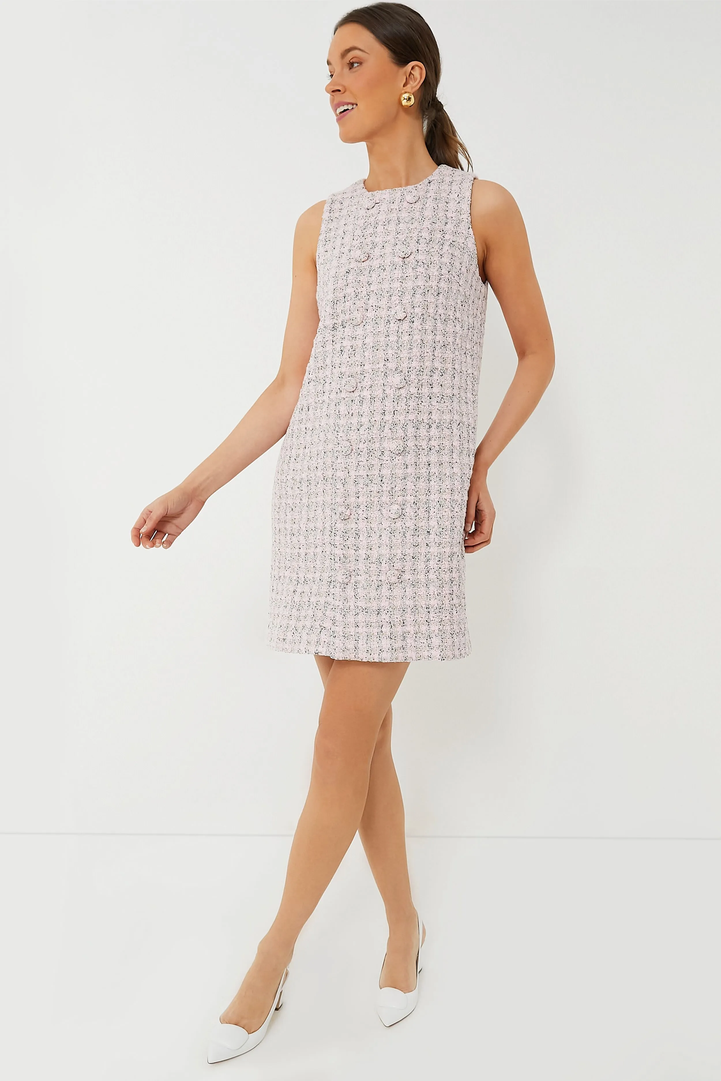 【CHICLINE】Denise Pearl Tweed Flare Belt One-Piece Dress Bonnie Jean Big Girls Beaded-Sleeve Mikado Fit-And-Flare