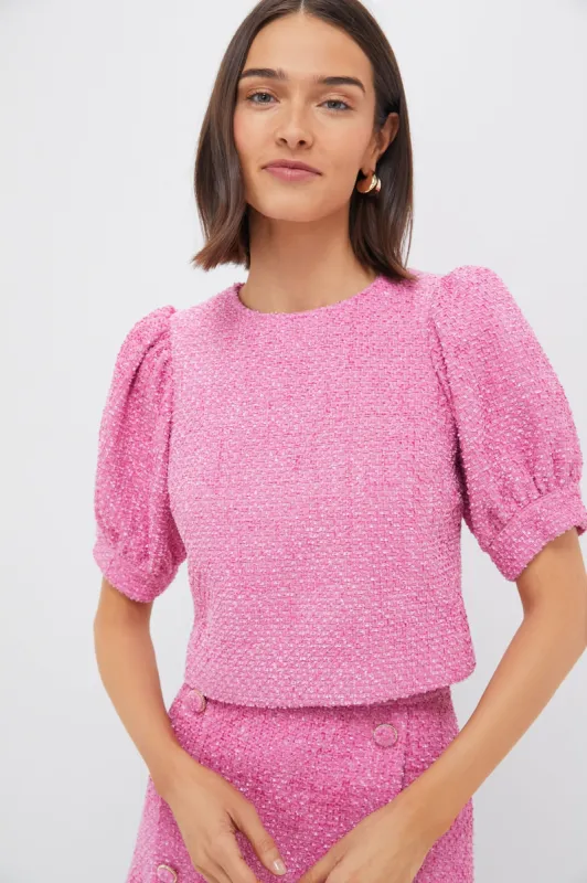 Pink Tweed Annabelle Top sold by Tuckernuck