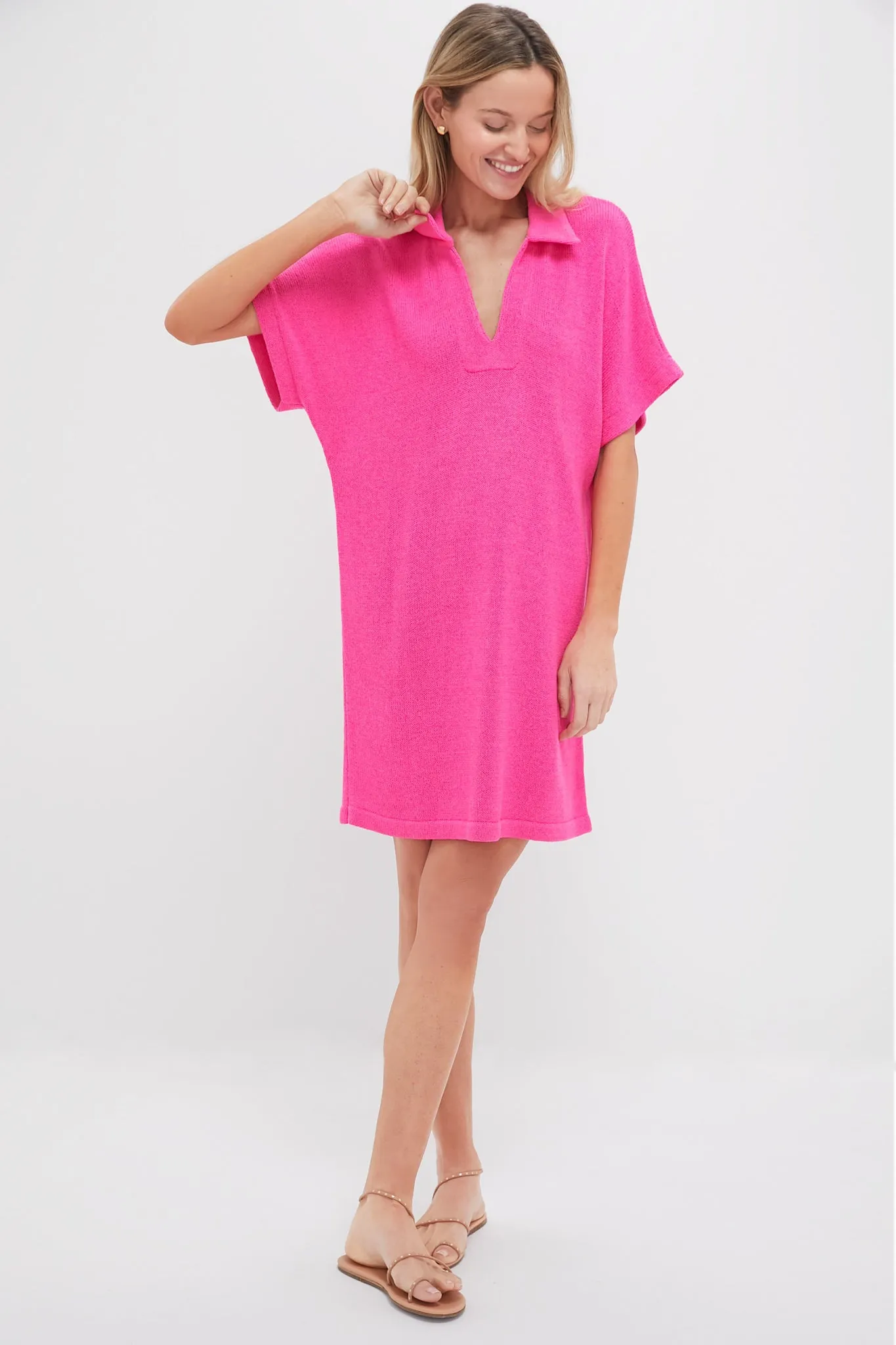 Hot Pink Maren Mini Polo Dress sold by Tuckernuck