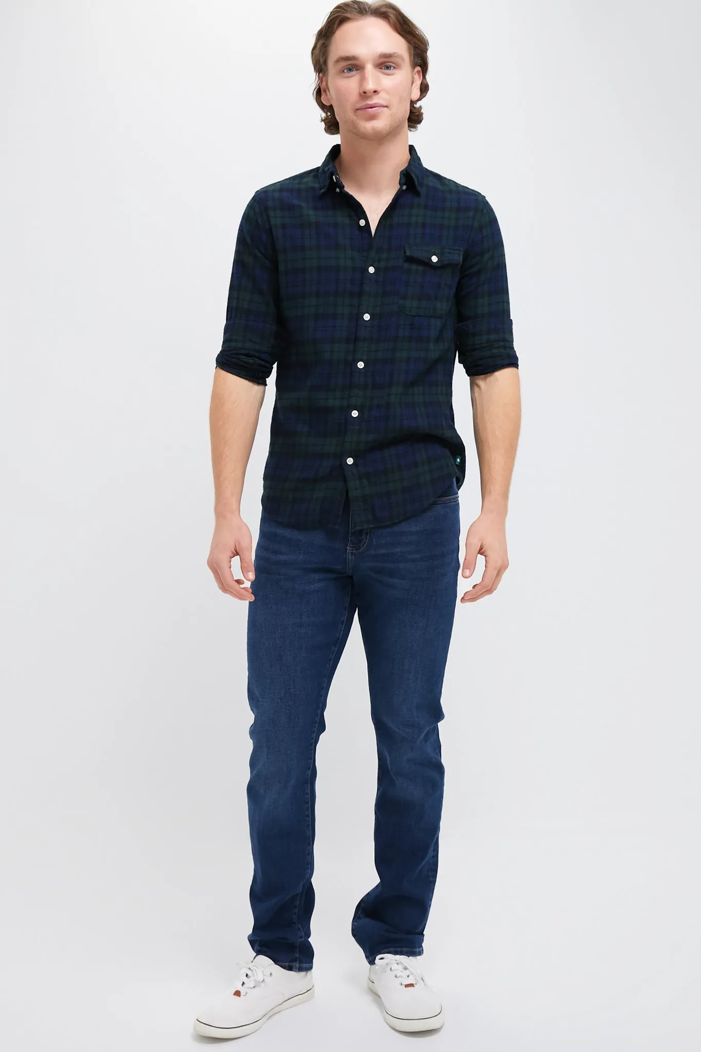 Navy Forest Plaid Washed Flannel sold by Tuckernuck product image thumbnail 2