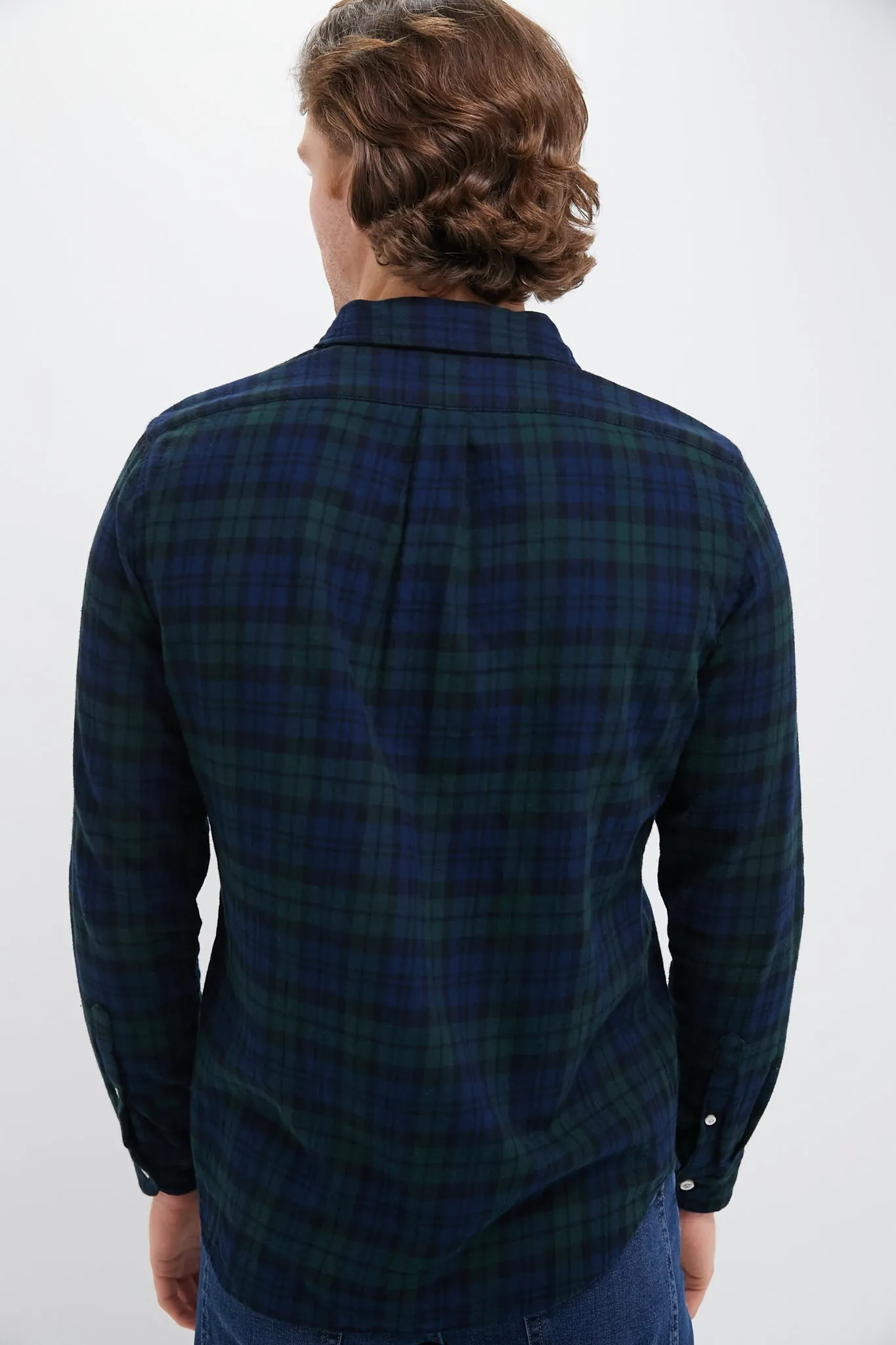 Navy Forest Plaid Washed Flannel sold by Tuckernuck product image thumbnail 4