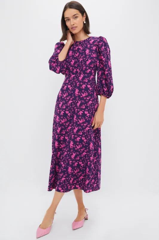 Navy & Fuchsia Floral Norma Maxi Dress made by Tuckernuck