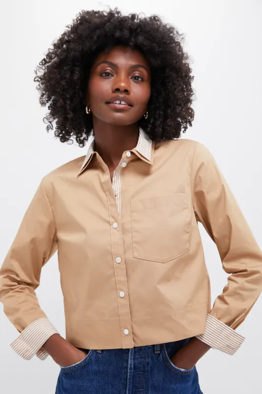 Khaki Maia Top Double Collar Shirt sold by Tuckernuck