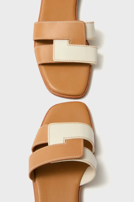 Cognac and White Leather Muse Sandals made by Tuckernuck