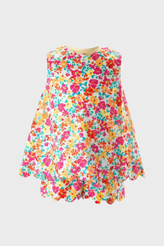Leafy Floral Scalloped Short Set sold by Tuckernuck