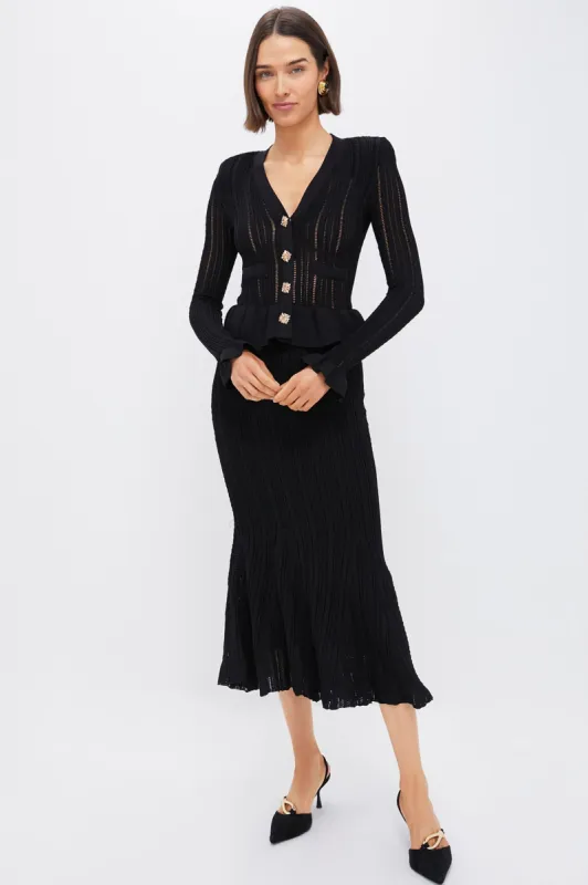 Black Knit Peplum Midi Dress sold by Tuckernuck