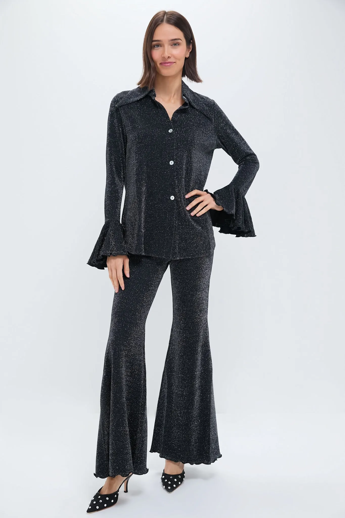 Black Cosmos Lurex Lounge Suit with Pants sold by Tuckernuck