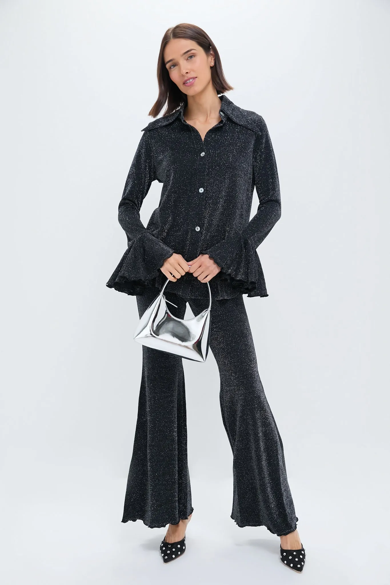 Black Cosmos Lurex Lounge Suit with Pants sold by Tuckernuck product image thumbnail 2