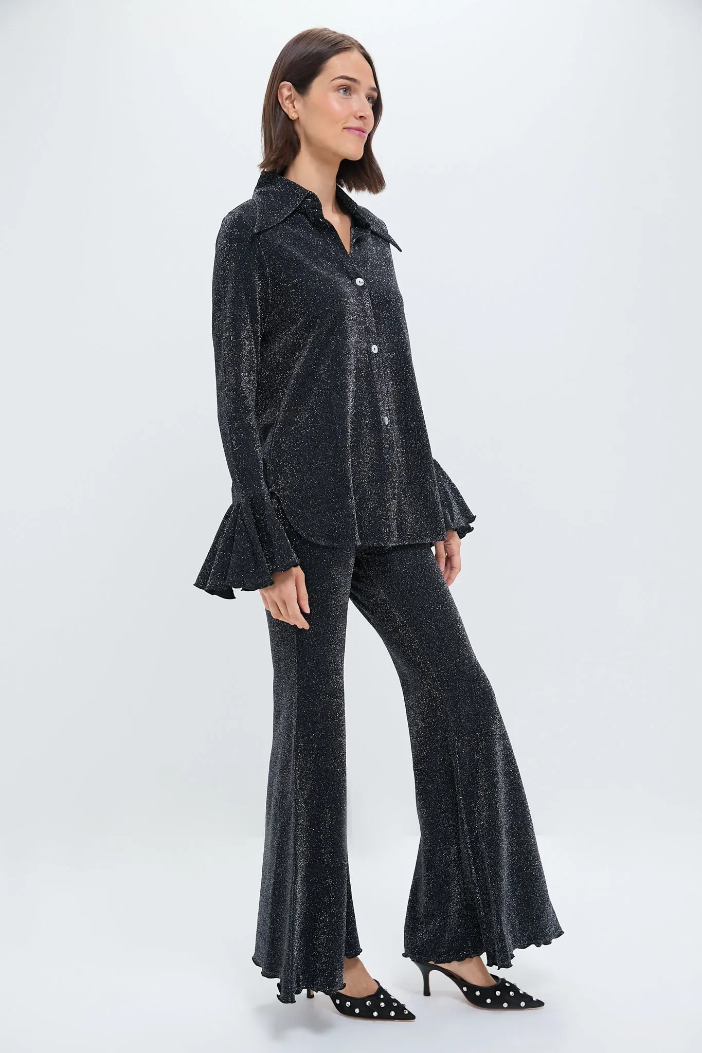 Black Cosmos Lurex Lounge Suit with Pants sold by Tuckernuck product image thumbnail 3