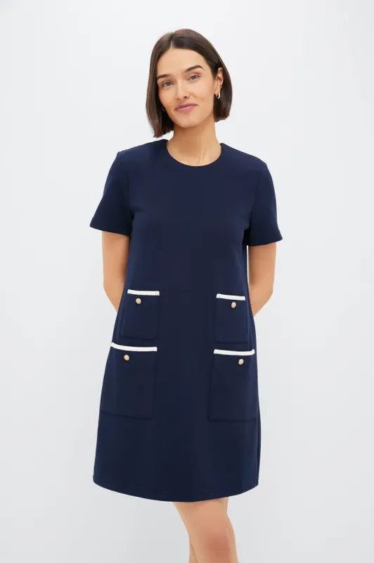 Navy Short Sleeve Francoise Dress sold by Tuckernuck