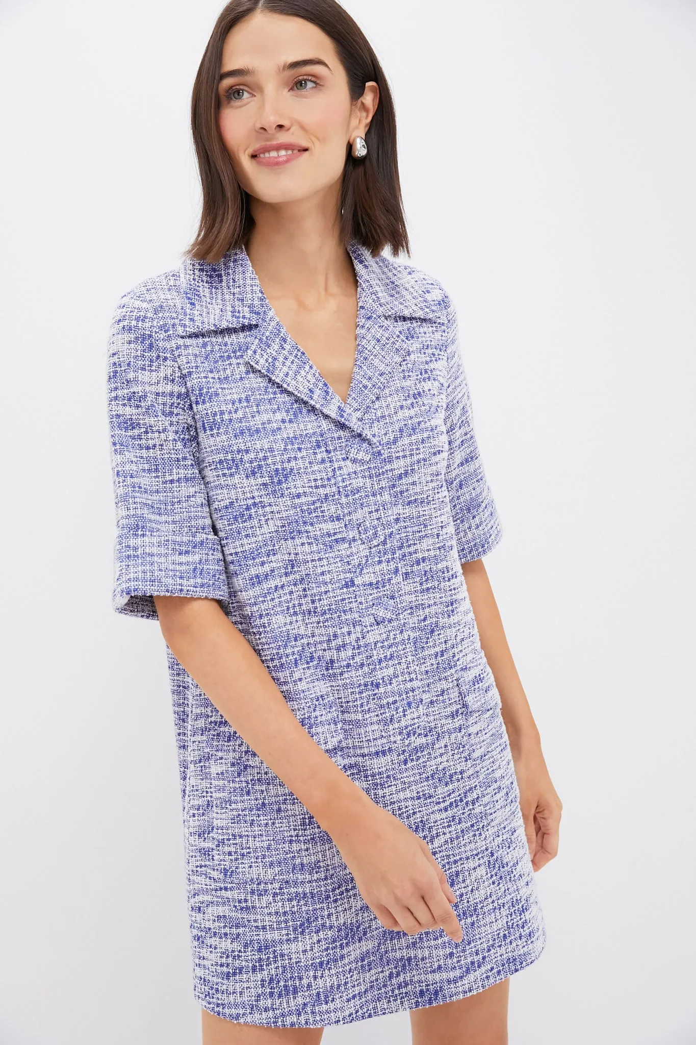 Heathered Blue Tweed Claire Dress sold by Tuckernuck