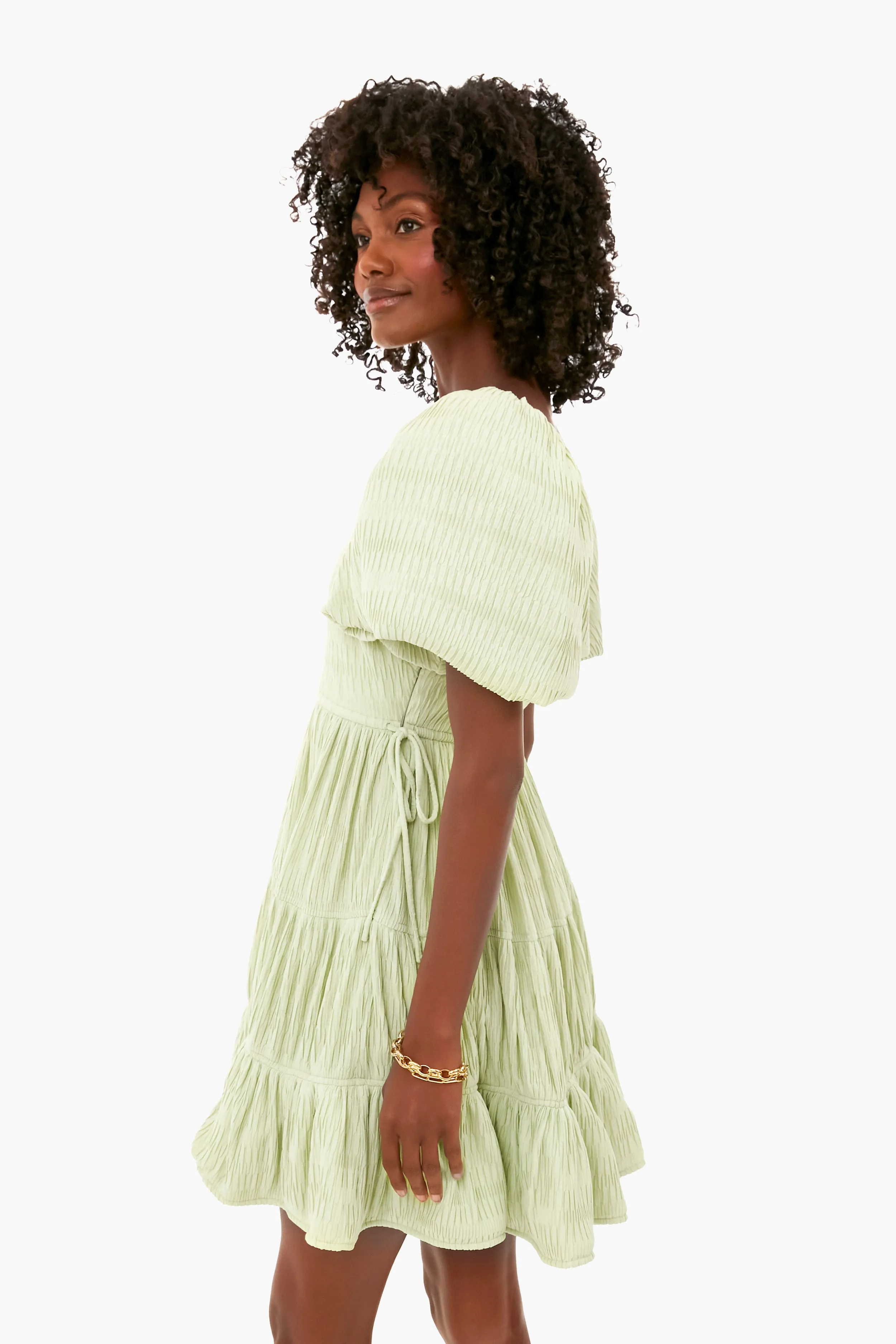 Pear Cadence Variegated Plisse Mini Dress sold by Tuckernuck product image thumbnail 3