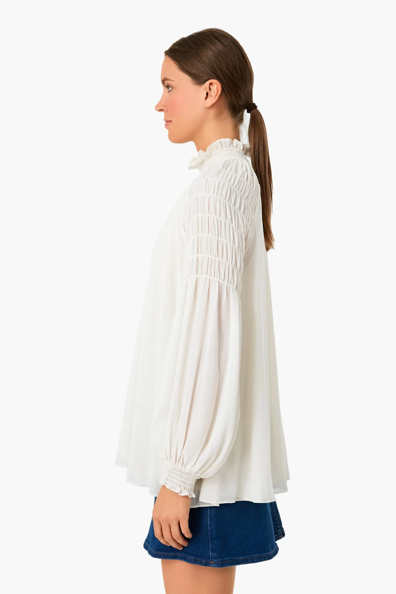Soft Ivory Smocked Georgette Blouse sold by Tuckernuck product image thumbnail 3