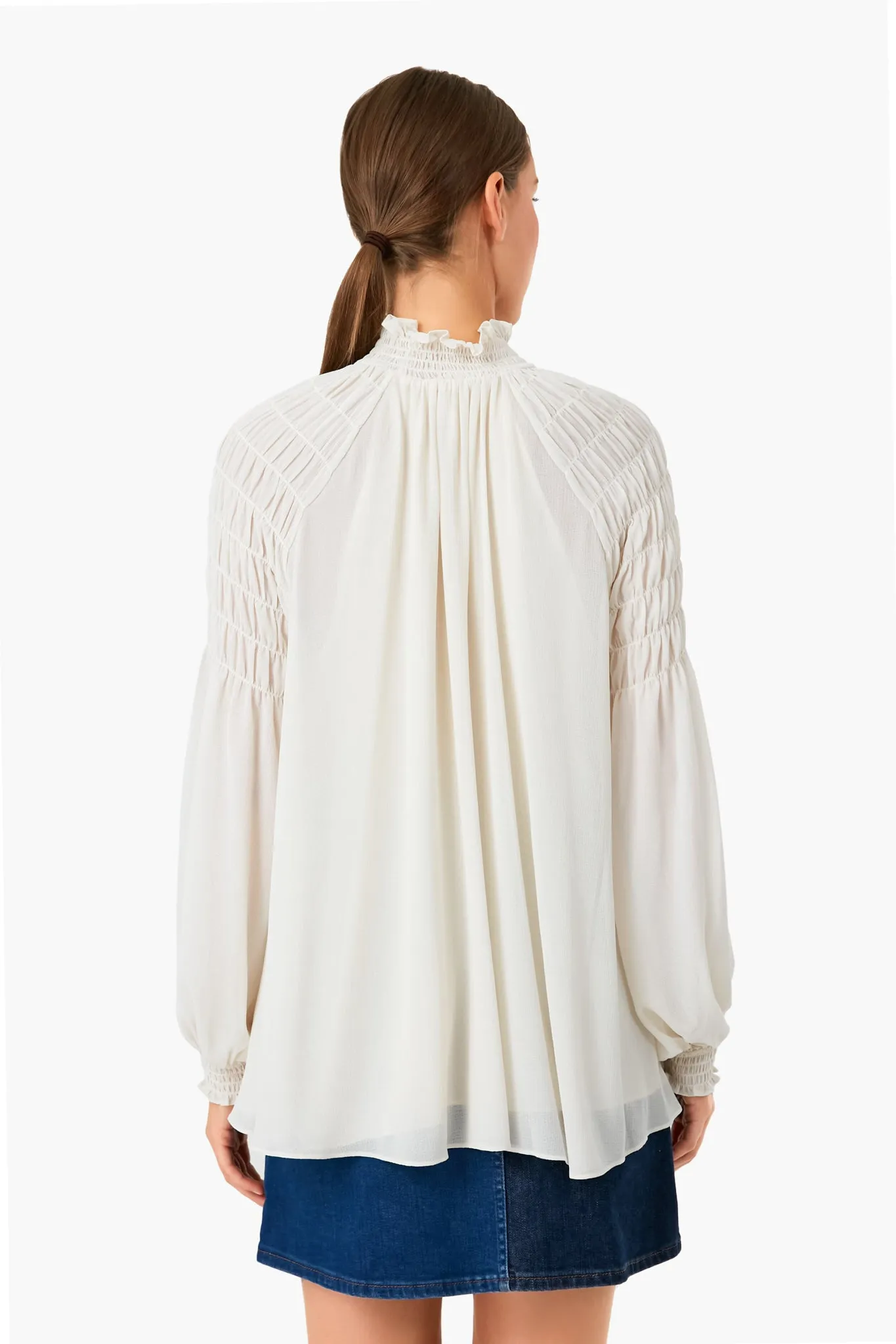 Soft Ivory Smocked Georgette Blouse sold by Tuckernuck product image thumbnail 4