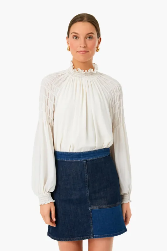 Soft Ivory Smocked Georgette Blouse sold by Tuckernuck