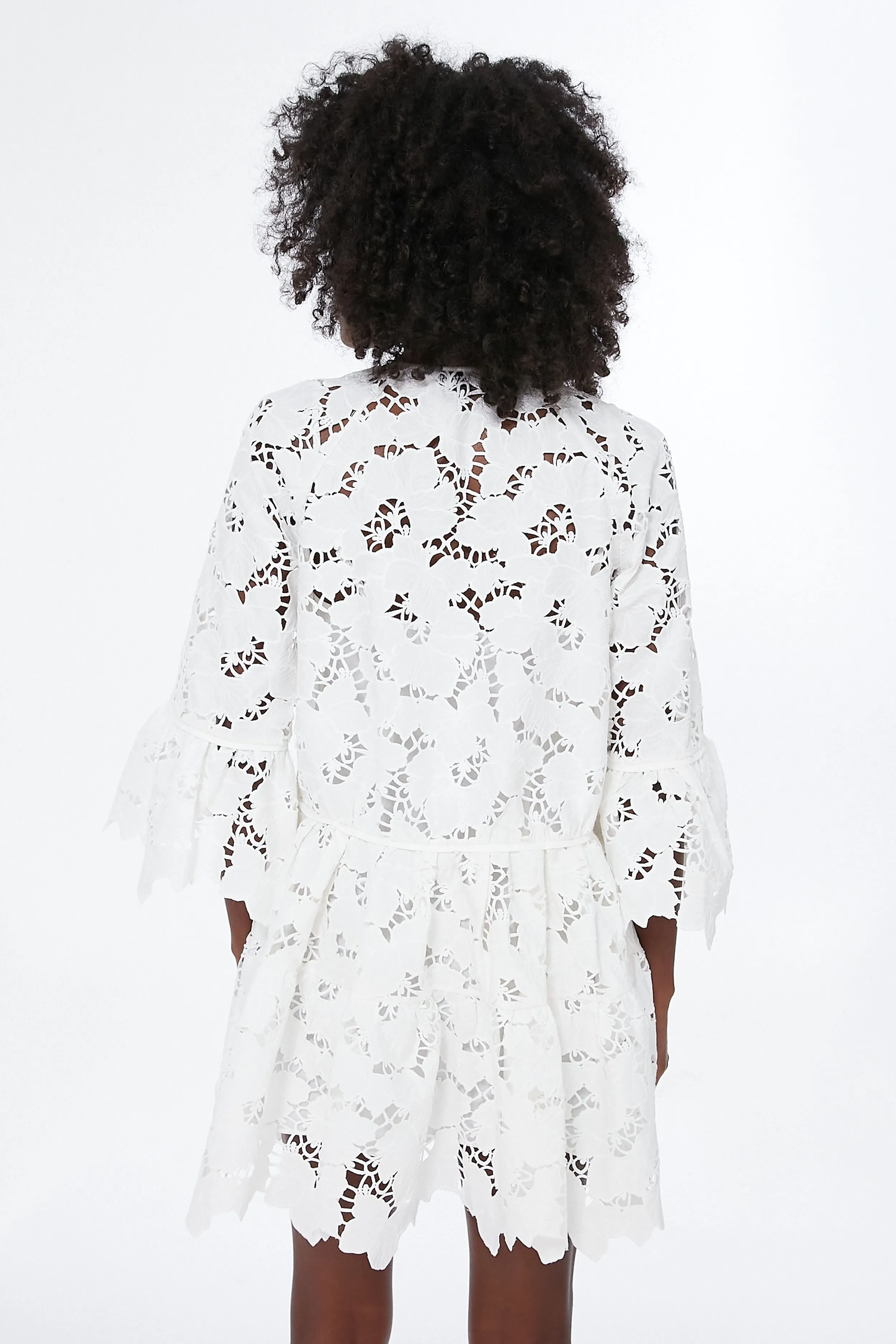 White Cotton Lace Wide Sleeve Mini Dress sold by Tuckernuck product image thumbnail 4