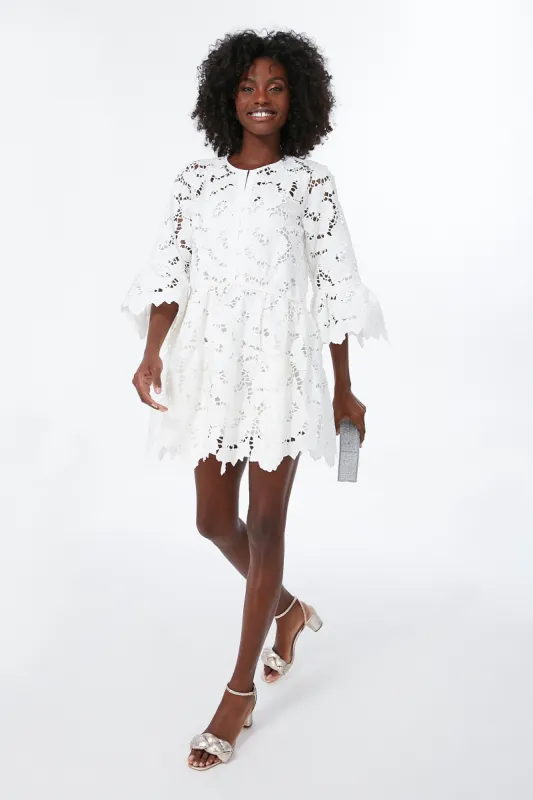 White Cotton Lace Wide Sleeve Mini Dress sold by Tuckernuck