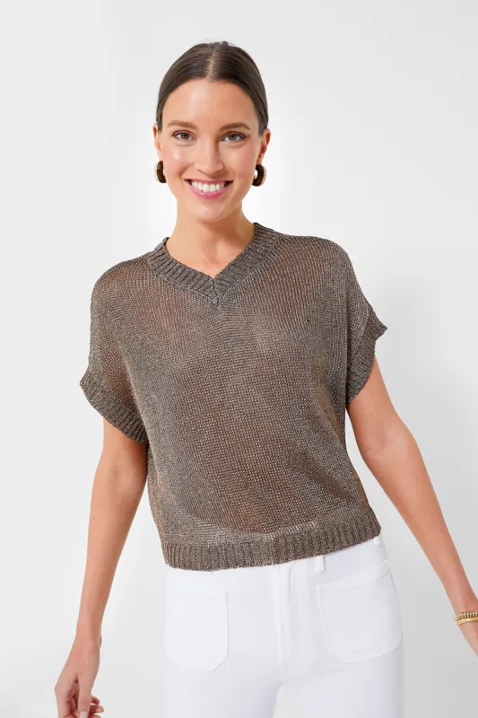 Bronze Metallic Knit Indie Top sold by Tuckernuck