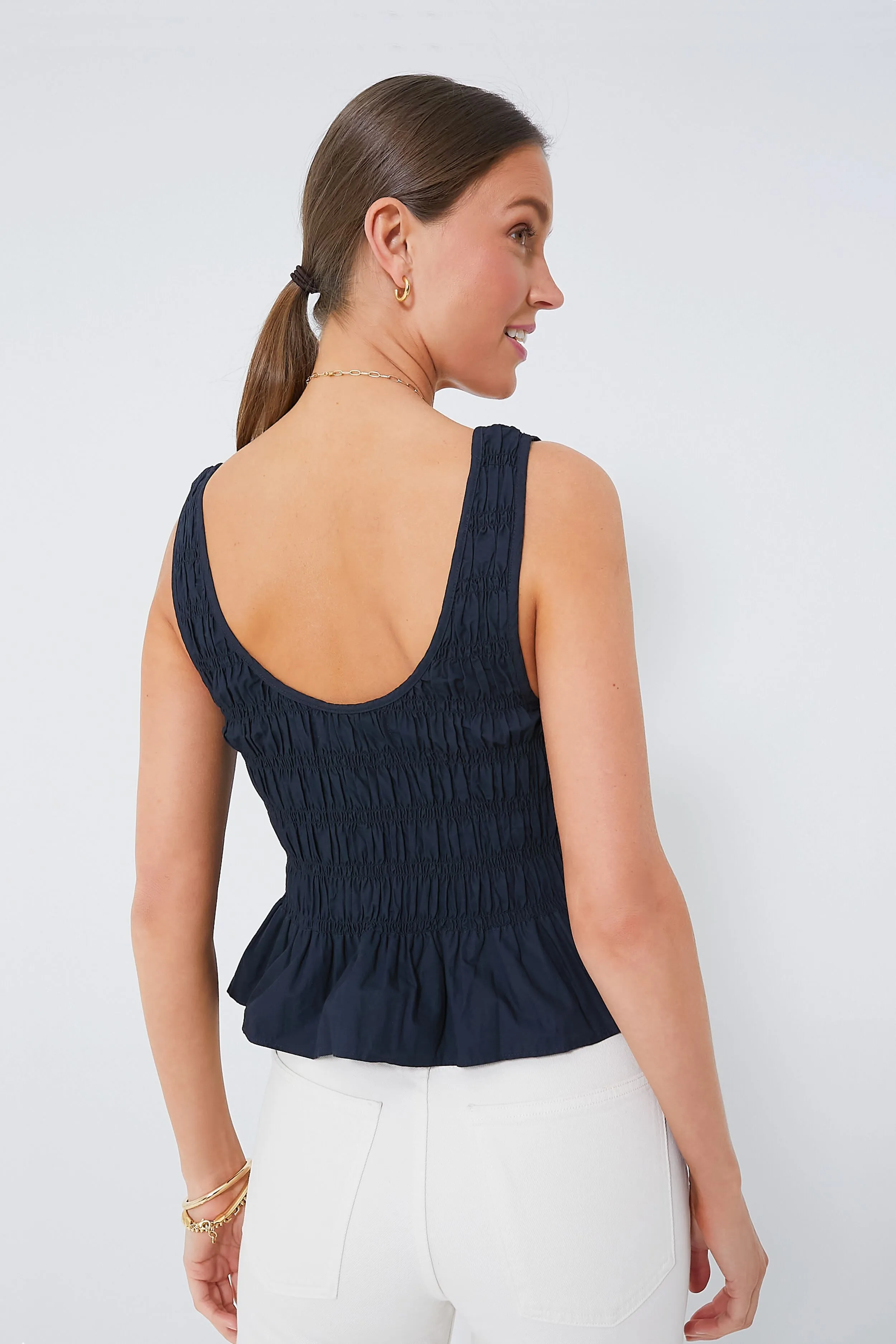 Black Smocked Ruffle Tank sold by Tuckernuck product image thumbnail 4