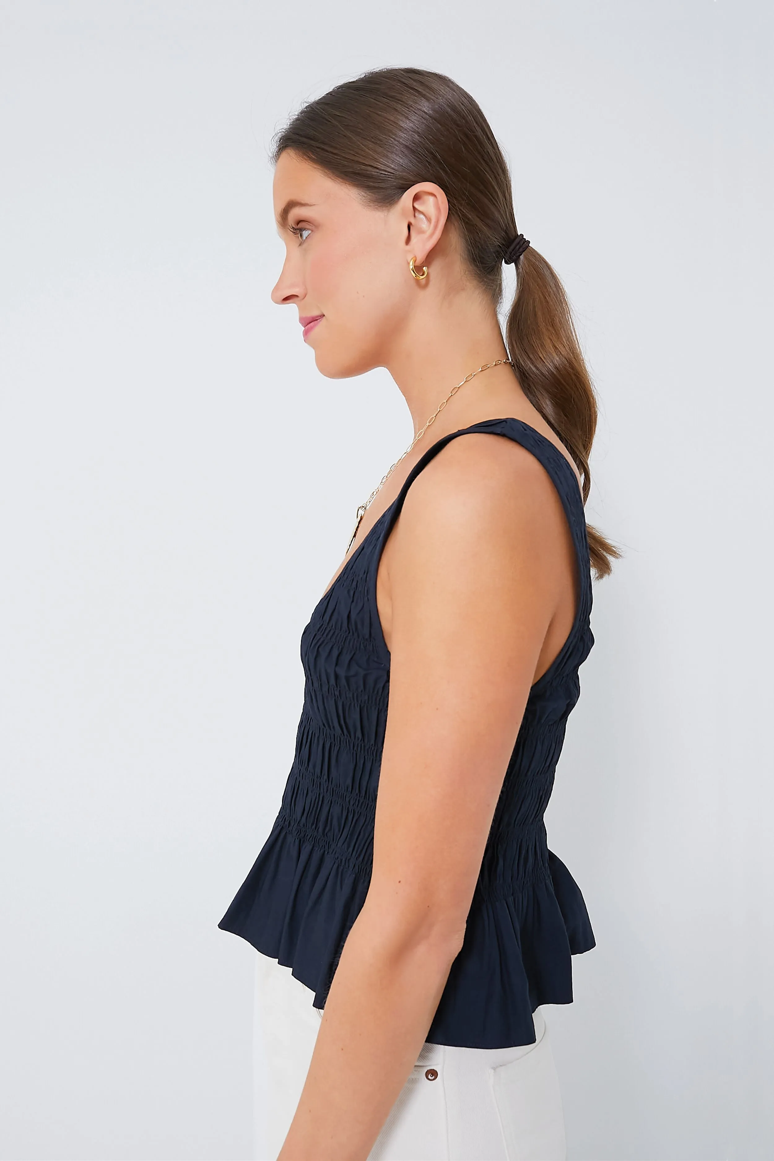 Black Smocked Ruffle Tank sold by Tuckernuck product image thumbnail 3