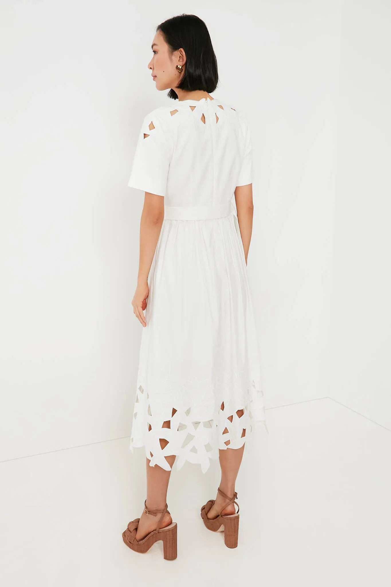 White Jilly Abstract Embroidery Short Sleeve Midi Dress sold by Tuckernuck product image thumbnail 4