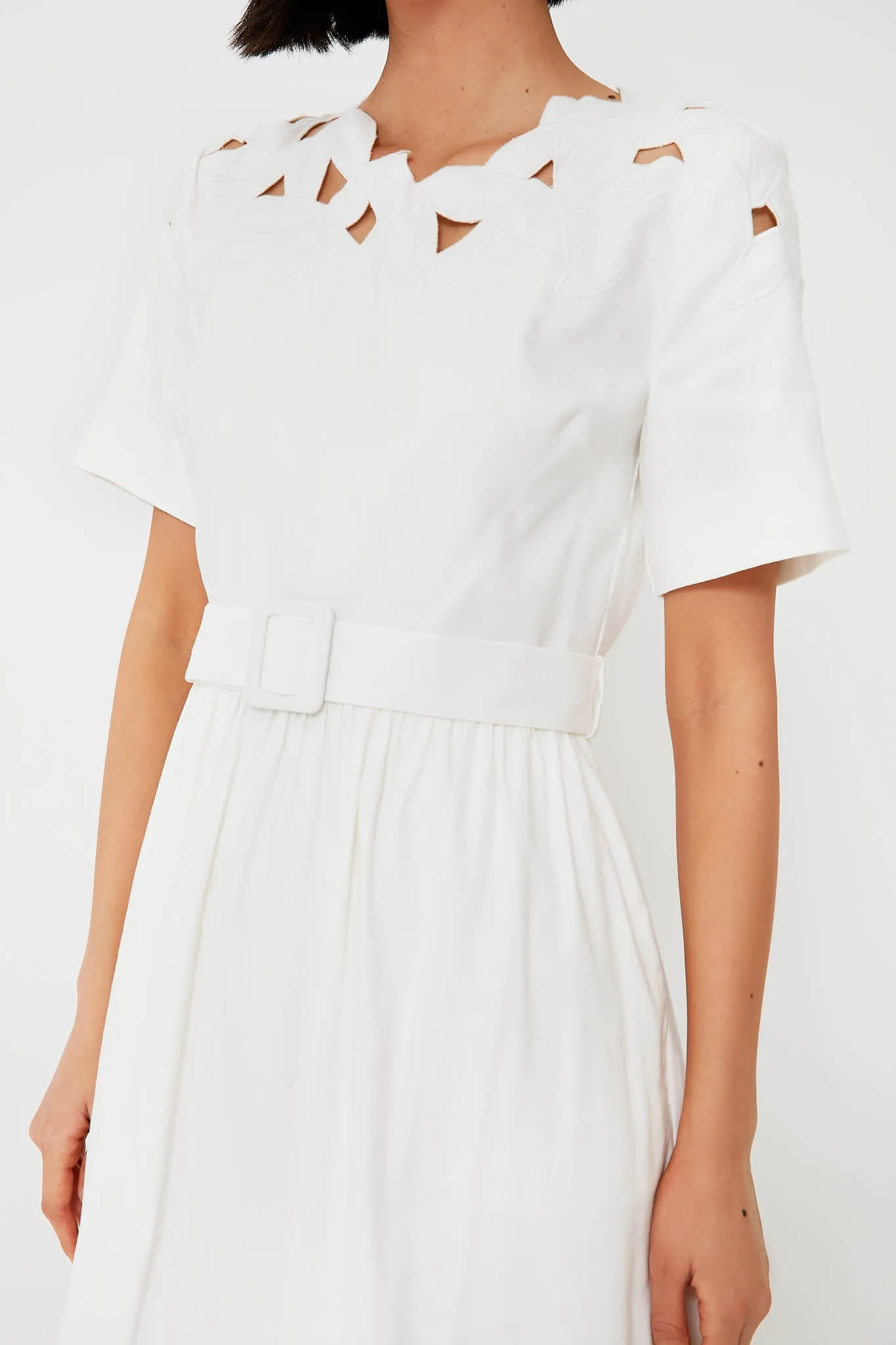 White Jilly Abstract Embroidery Short Sleeve Midi Dress sold by Tuckernuck product image thumbnail 5