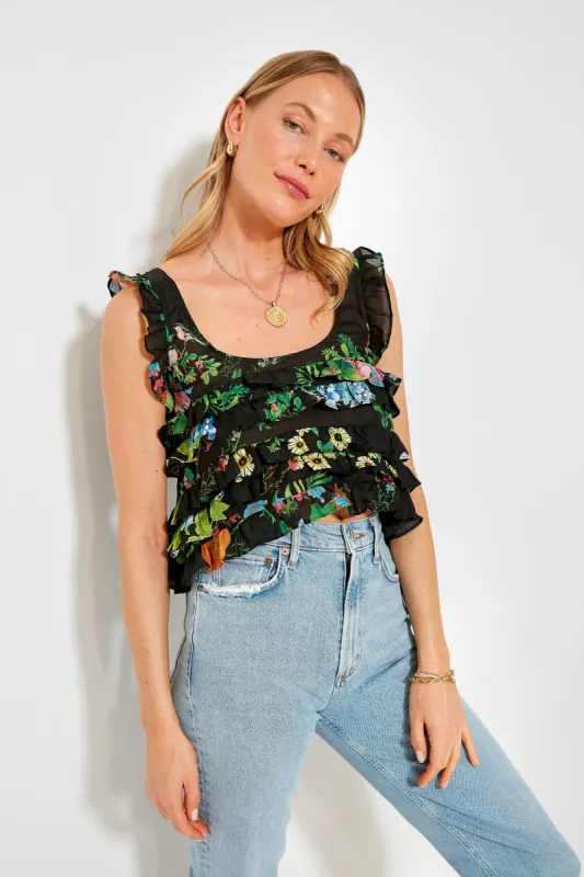 Black Ruffle Tank Blouse sold by Tuckernuck