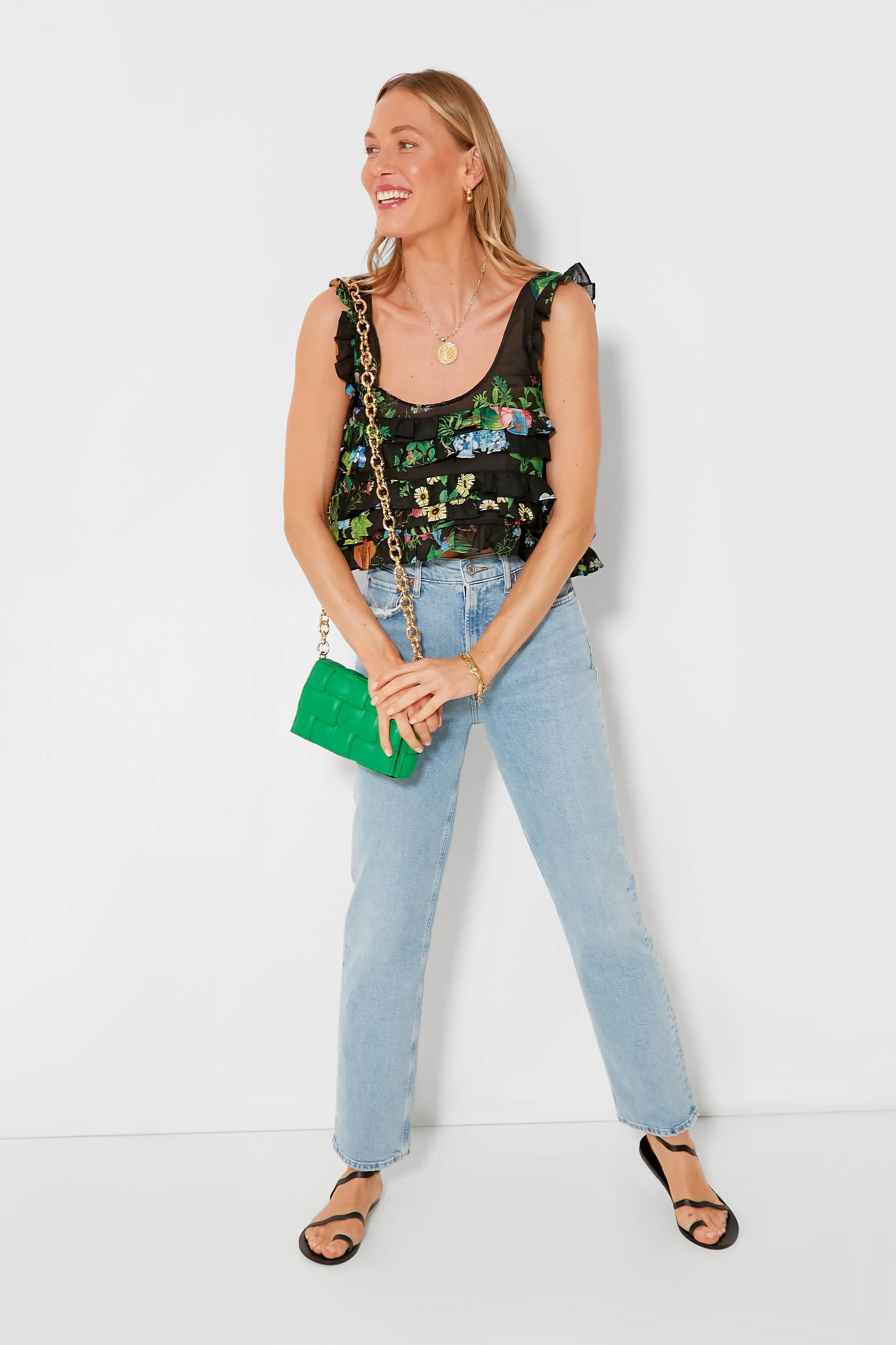 Black Ruffle Tank Blouse sold by Tuckernuck product image thumbnail 2