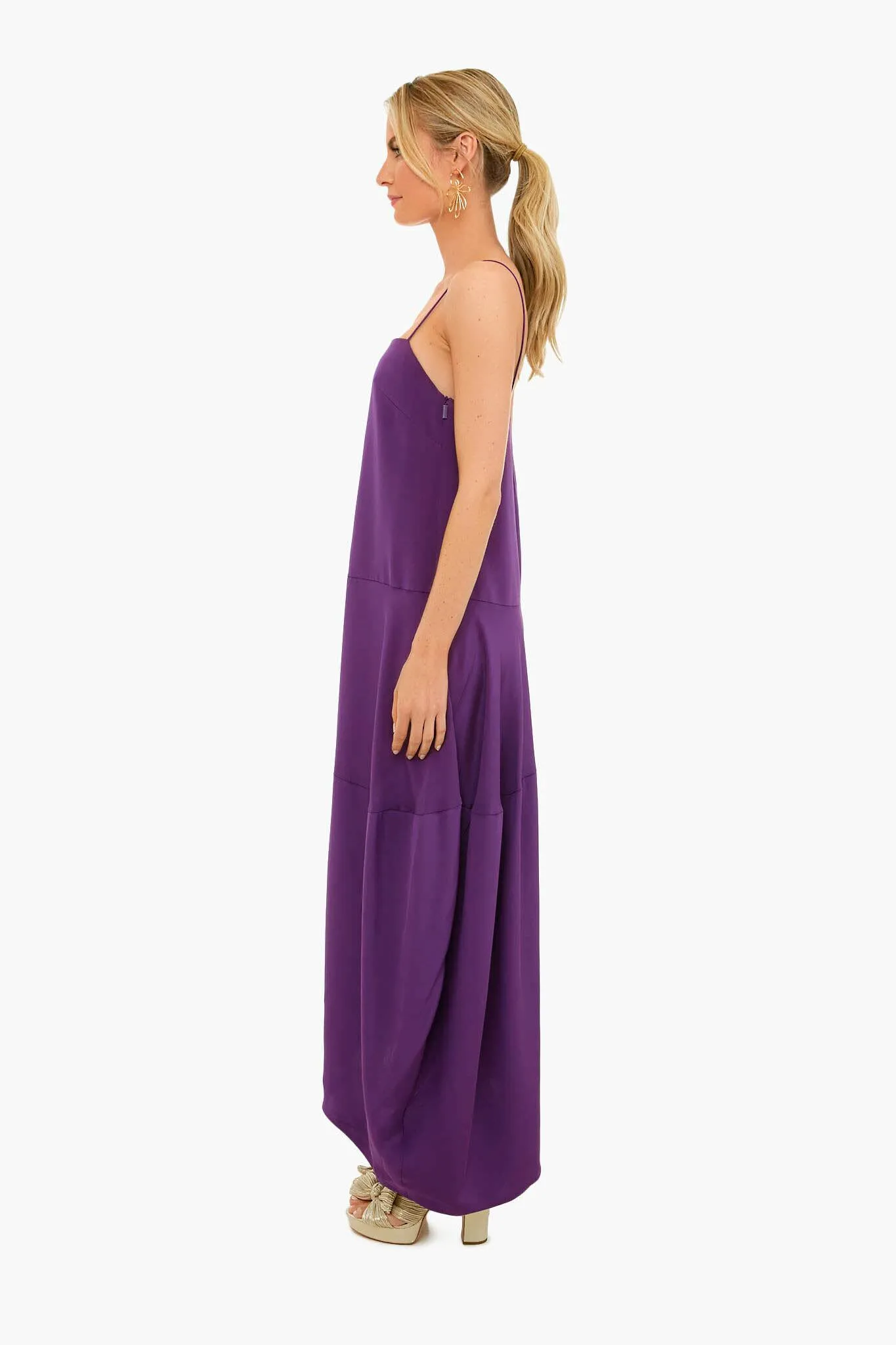 Purple Silk Balloon Skirt Dress sold by Tuckernuck product image thumbnail 3