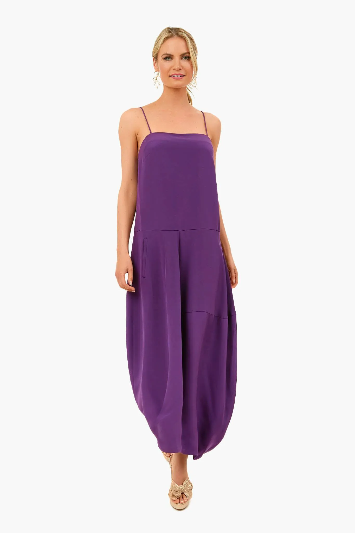 Purple Silk Balloon Skirt Dress sold by Tuckernuck product image thumbnail 2