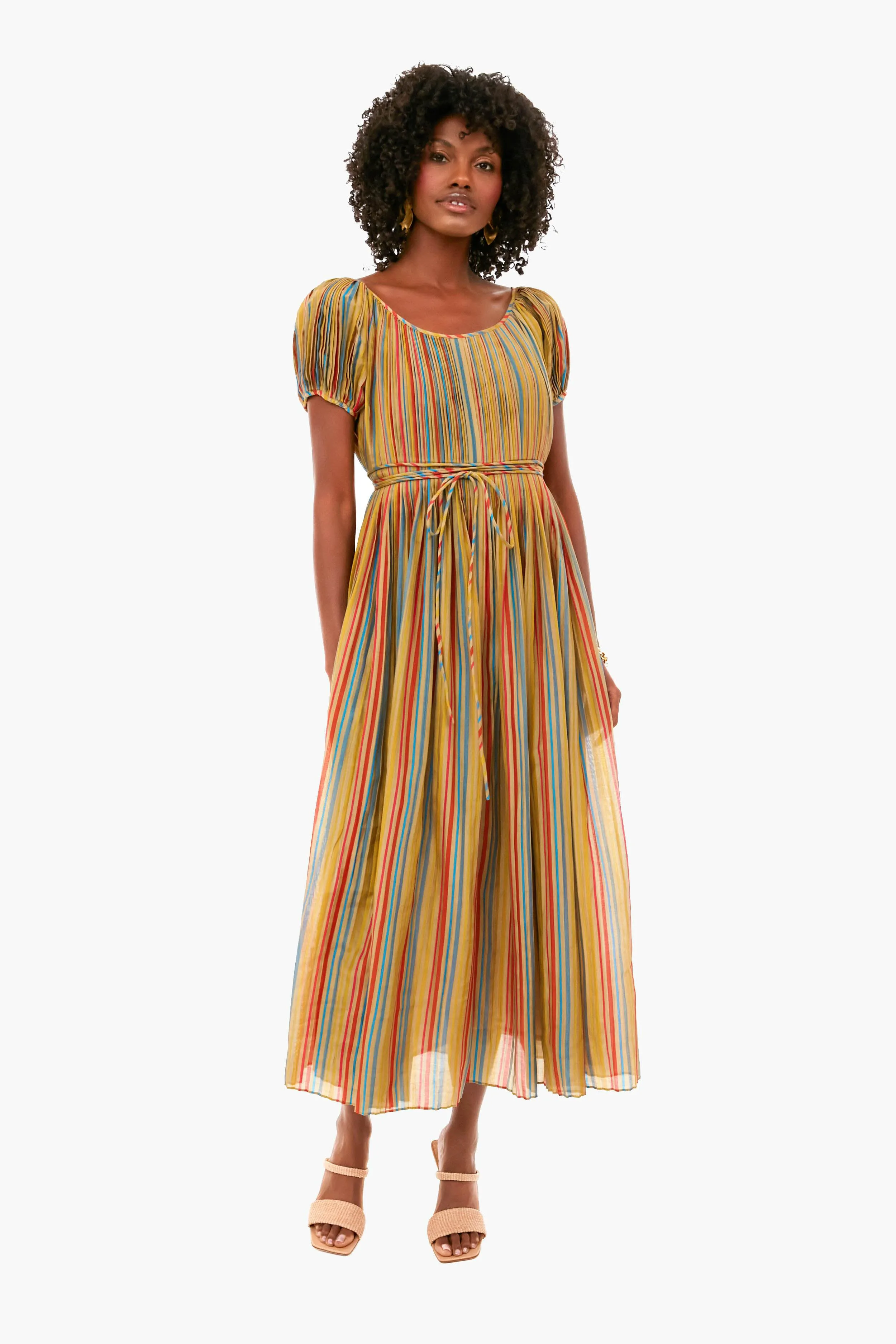 Multi Stripe Pleated Dress sold by Tuckernuck