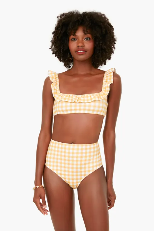 Marigold Gingham Flounce Top sold by Tuckernuck