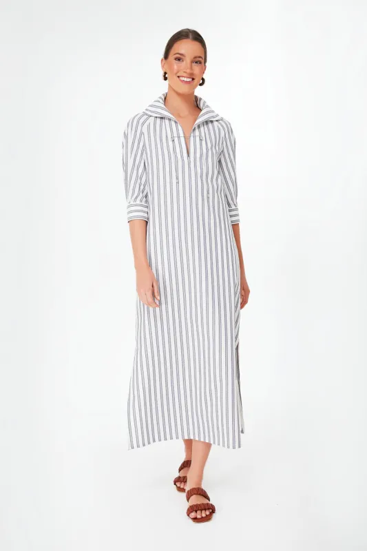 Royal Blue and Ivory Stripes Aiolos Maxi Dress sold by Tuckernuck