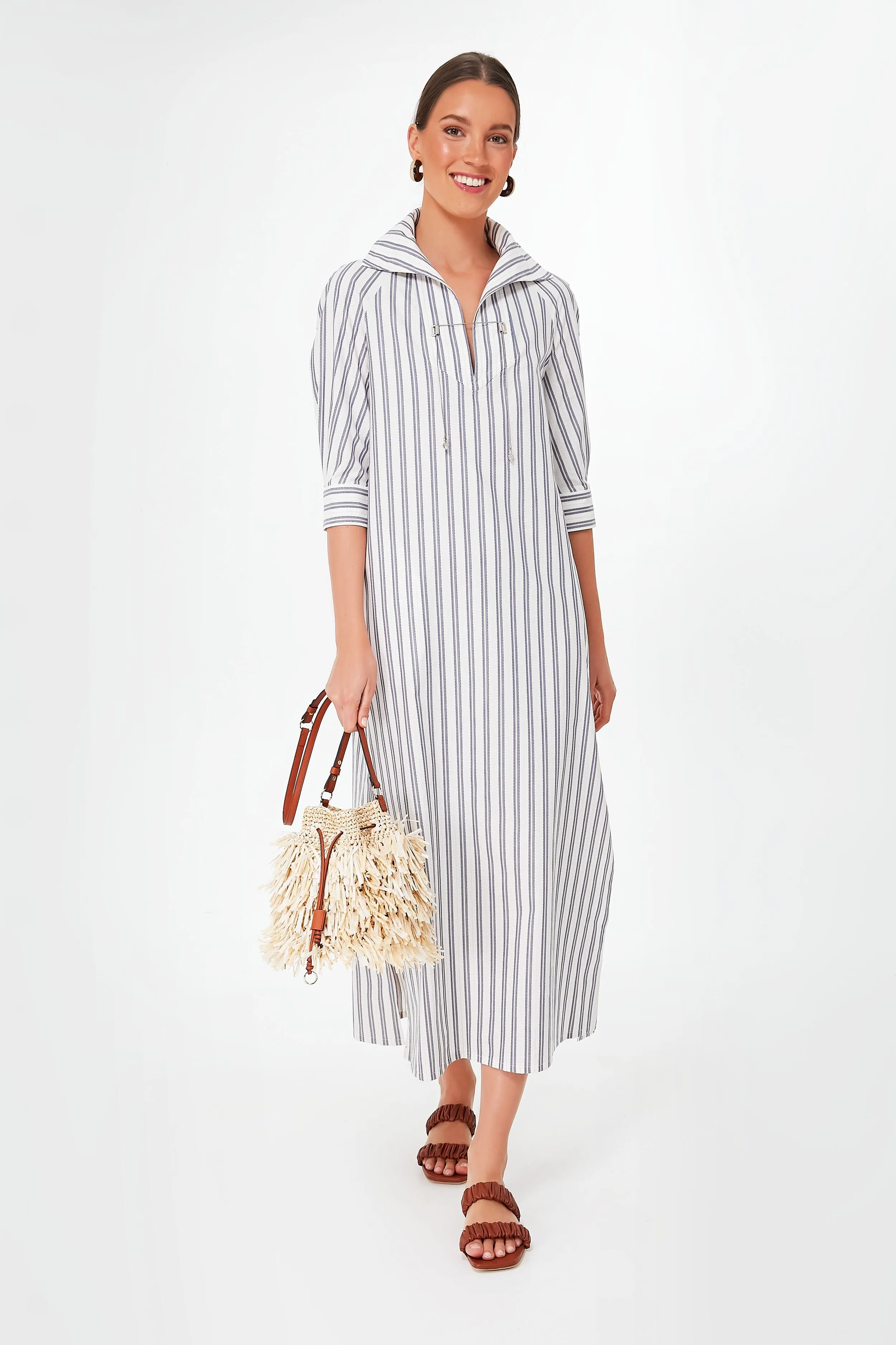 Royal Blue and Ivory Stripes Aiolos Maxi Dress sold by Tuckernuck product image thumbnail 2