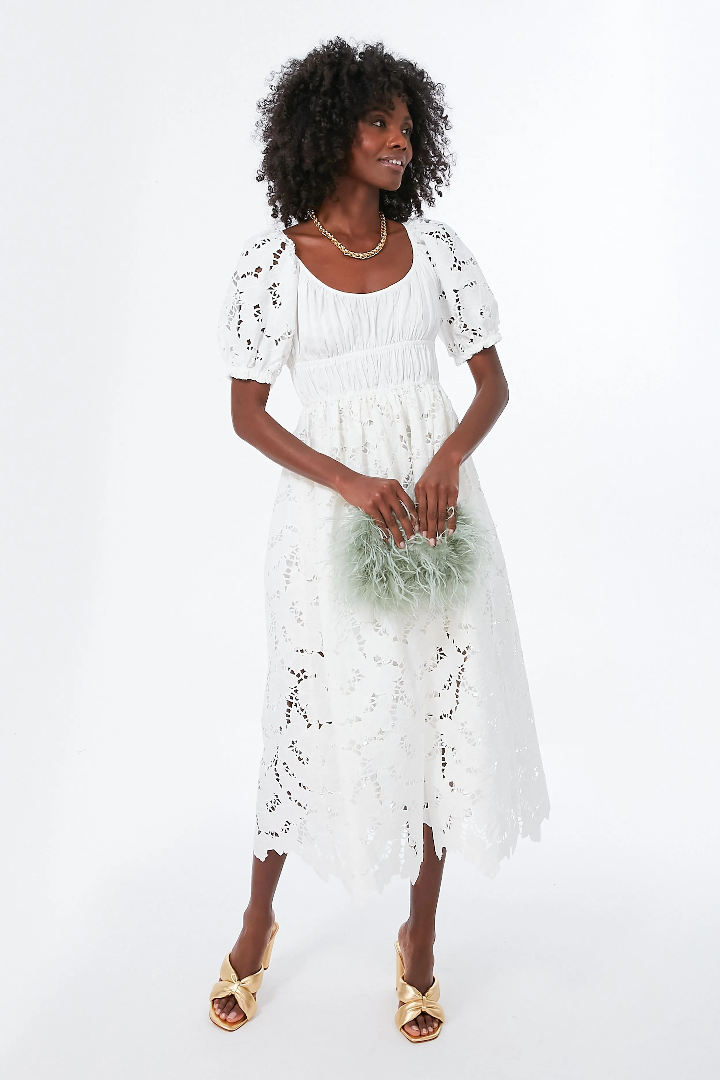 White Cotton Lace Midi Dress sold by Tuckernuck product image thumbnail 2