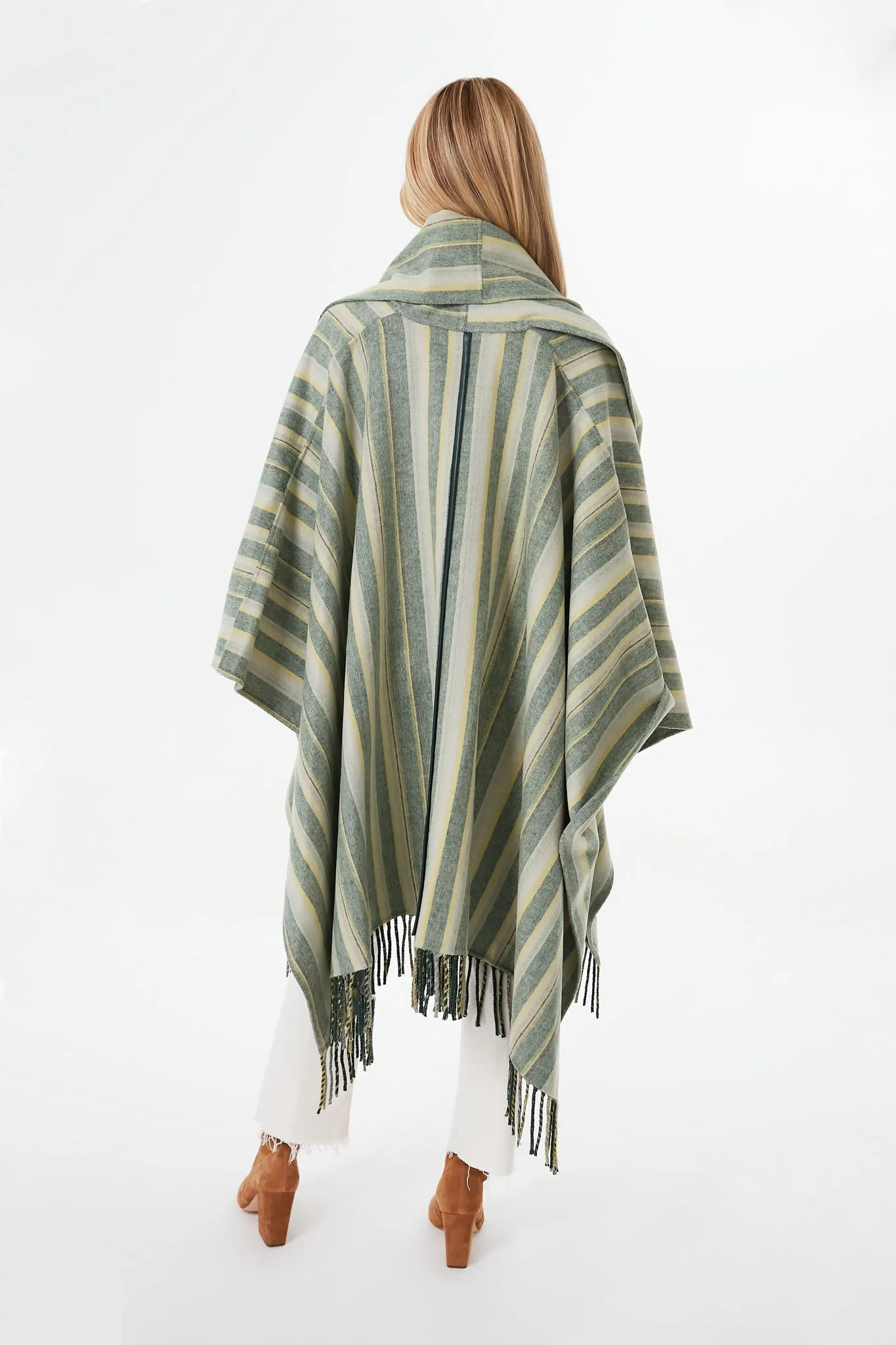 Cypress Stripe Sam Wool Fringe Poncho sold by Tuckernuck product image thumbnail 4