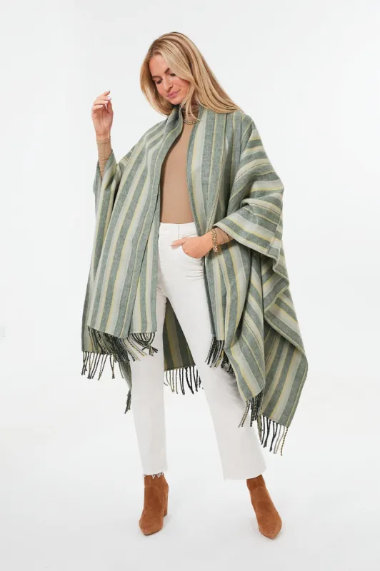 Cypress Stripe Sam Wool Fringe Poncho sold by Tuckernuck