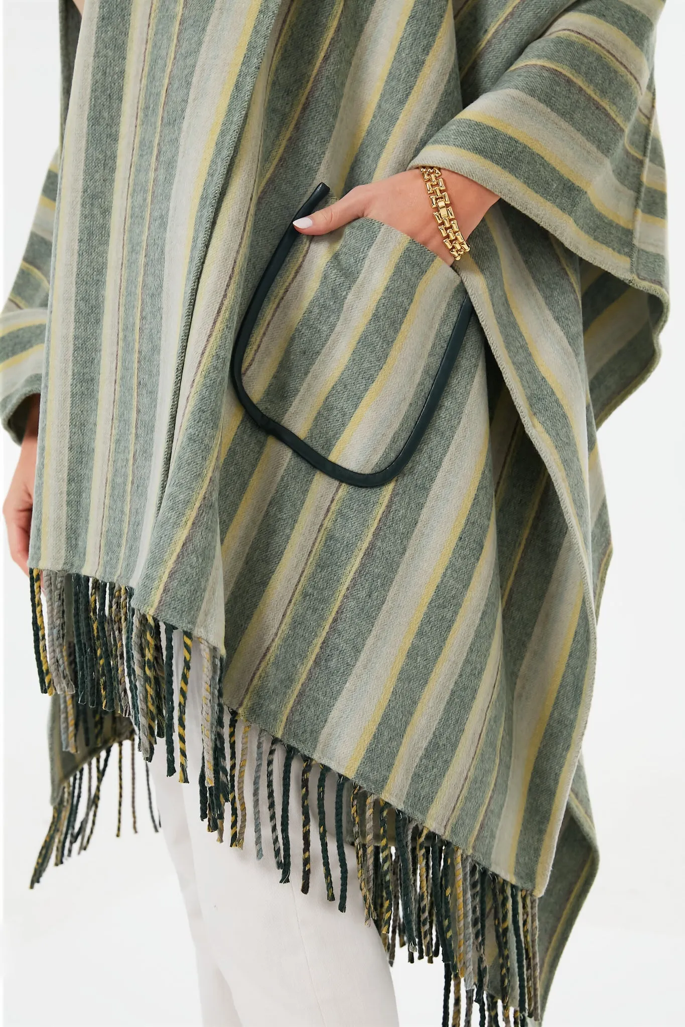 Cypress Stripe Sam Wool Fringe Poncho sold by Tuckernuck product image thumbnail 5