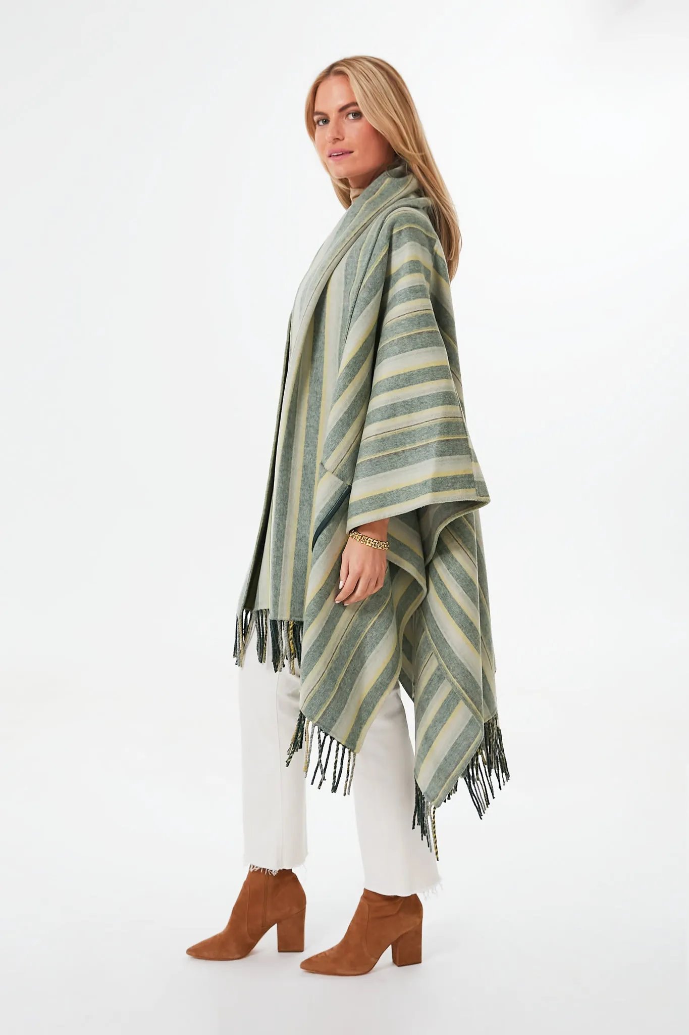 Cypress Stripe Sam Wool Fringe Poncho sold by Tuckernuck product image thumbnail 3
