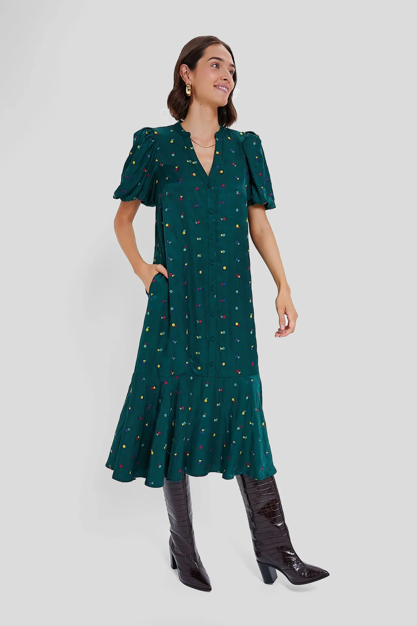 Green Embroidered Molly Dress sold by Tuckernuck product image thumbnail 3