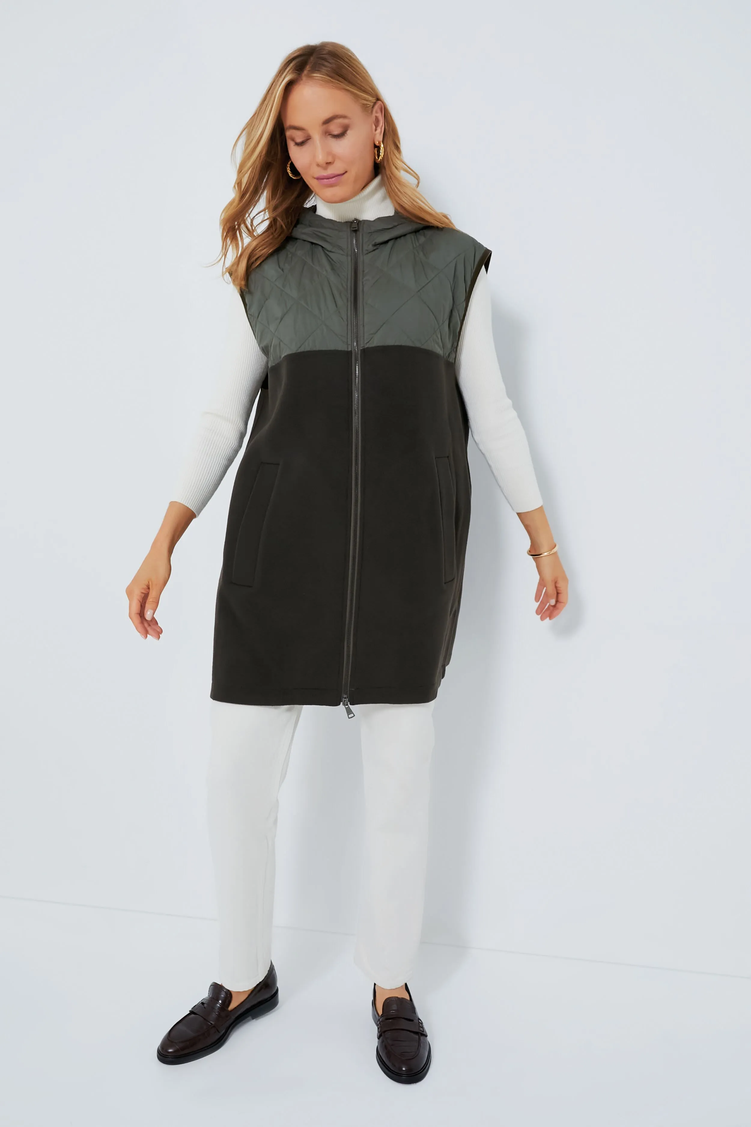 Kaki Quilted Nastro Waistcoat sold by Tuckernuck product image thumbnail 2